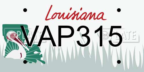 VAP315 Louisiana License Plate