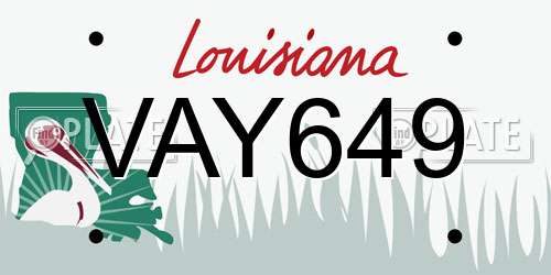 VAY649 Louisiana License Plate