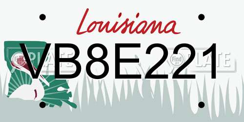 VB8E221 Louisiana License Plate