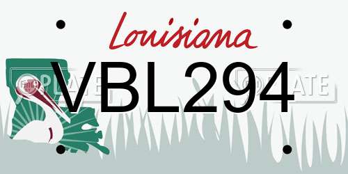 VBL294 Louisiana License Plate