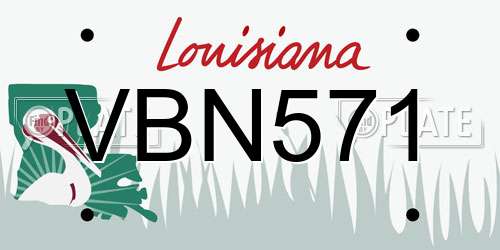 VBN571 Louisiana License Plate