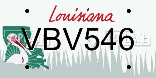 VBV546 Louisiana License Plate