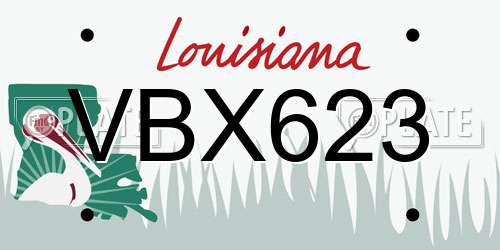 VBX623 Louisiana License Plate
