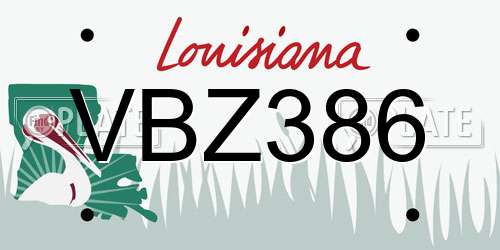 VBZ386 Louisiana License Plate
