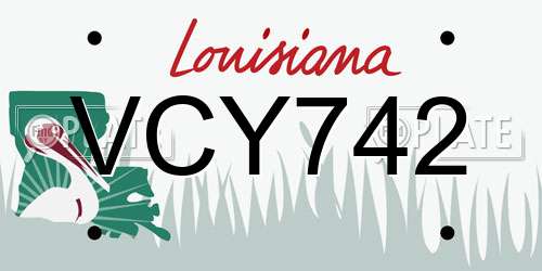 VCY742 Louisiana License Plate