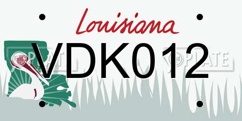 VDK012 Louisiana License Plate