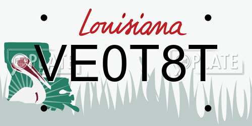 VE0T8T Louisiana License Plate