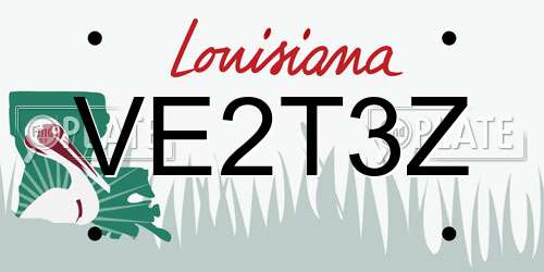 VE2T3Z Louisiana License Plate