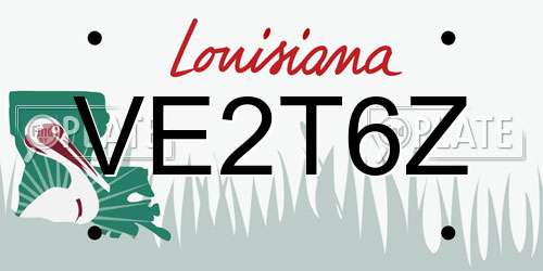 VE2T6Z Louisiana License Plate