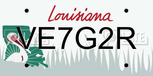 VE7G2R Louisiana License Plate