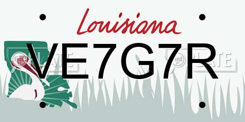 VE7G7R Louisiana License Plate