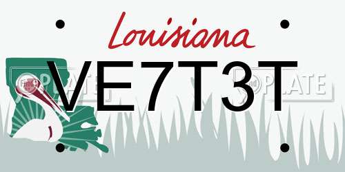 VE7T3T Louisiana License Plate