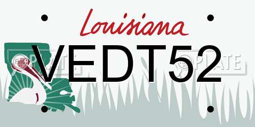 VEDT52 Louisiana License Plate