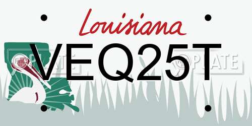VEQ25T Louisiana License Plate