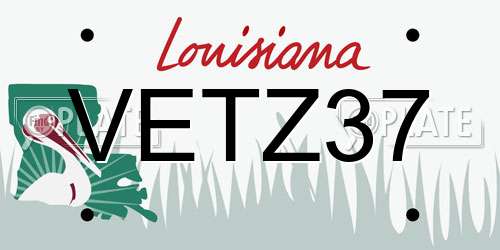 VETZ37 Louisiana License Plate