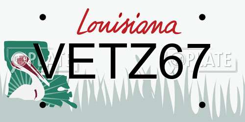 VETZ67 Louisiana License Plate