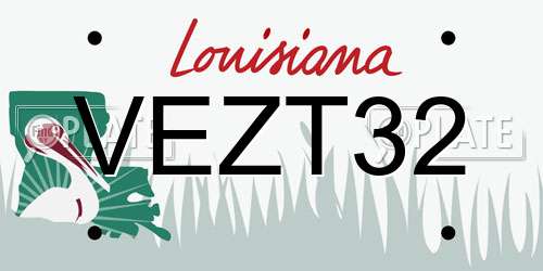 VEZT32 Louisiana License Plate