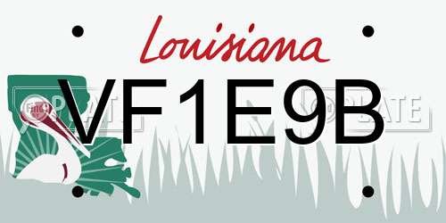 VF1E9B Louisiana License Plate