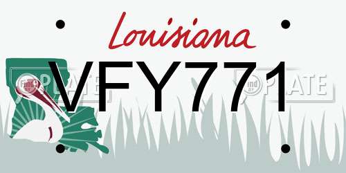 VFY771 Louisiana License Plate