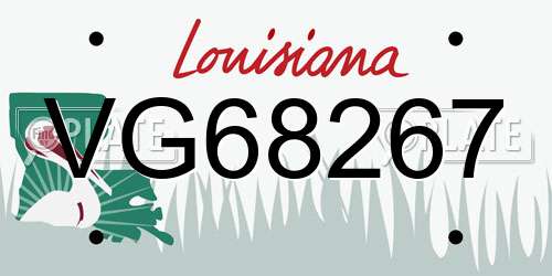 VG68267 Louisiana License Plate
