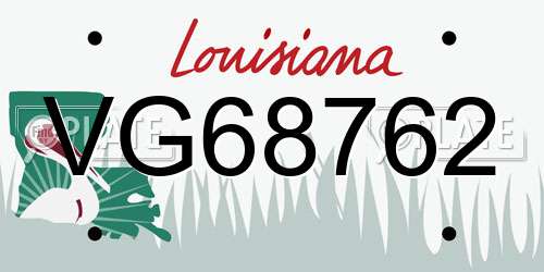 VG68762 Louisiana License Plate