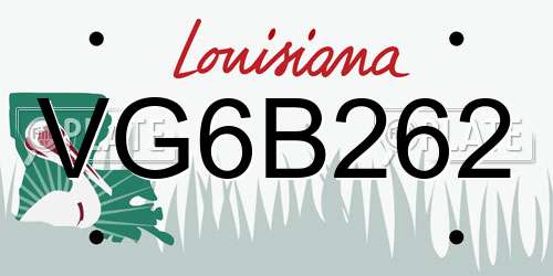 VG6B262 Louisiana License Plate