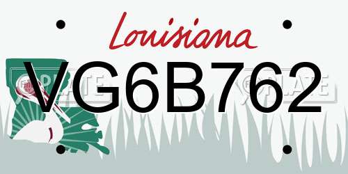 VG6B762 Louisiana License Plate