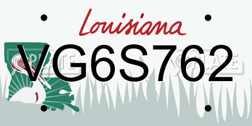 VG6S762 Louisiana License Plate