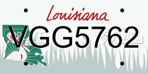 VGG5762 Louisiana License Plate