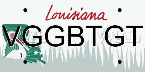 VGGBTGT Louisiana License Plate