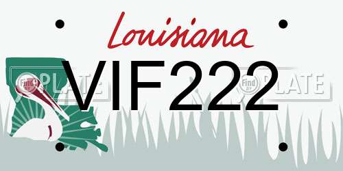 VIF222 Louisiana License Plate