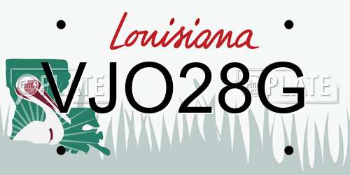 VJO28G Louisiana License Plate