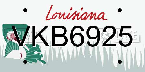 VKB6925 Louisiana License Plate