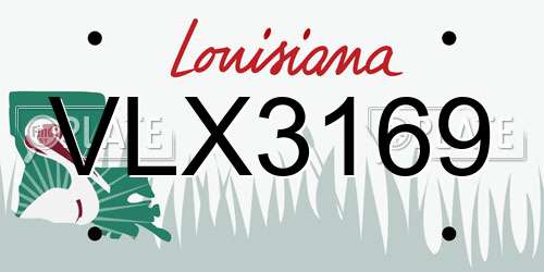 VLX3169 Louisiana License Plate