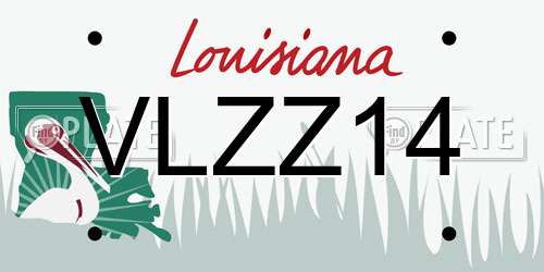 VLZZ14 Louisiana License Plate