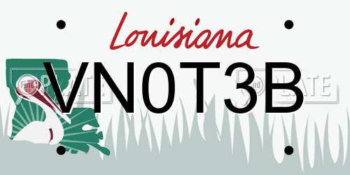 VN0T3B Louisiana License Plate