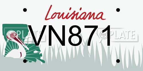 VN871 Louisiana License Plate