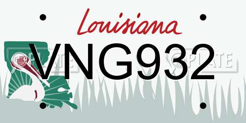 VNG932 Louisiana License Plate