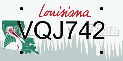 VQJ742 Louisiana License Plate