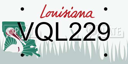 VQL229 Louisiana License Plate