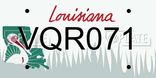 VQR071 Louisiana License Plate