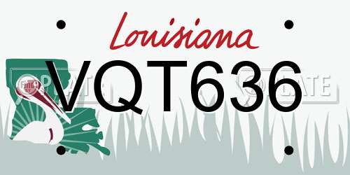 VQT636 Louisiana License Plate