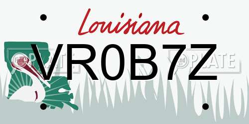VR0B7Z Louisiana License Plate