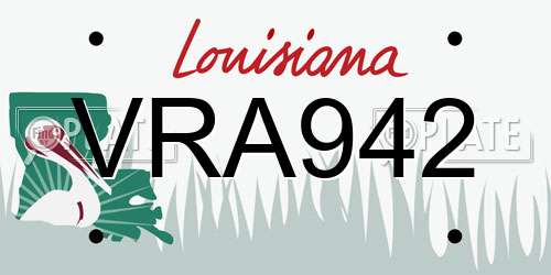 VRA942 Louisiana License Plate