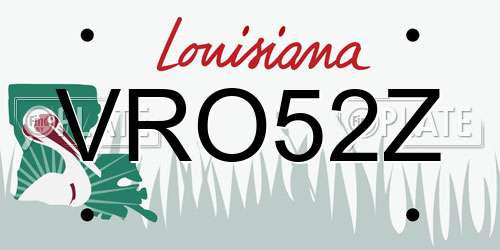 VRO52Z Louisiana License Plate