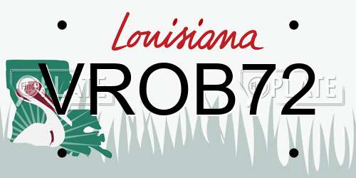 VROB72 Louisiana License Plate