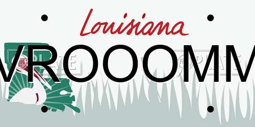 VROOOMM Louisiana License Plate