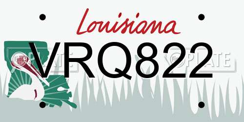VRQ822 Louisiana License Plate
