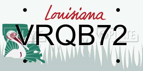VRQB72 Louisiana License Plate