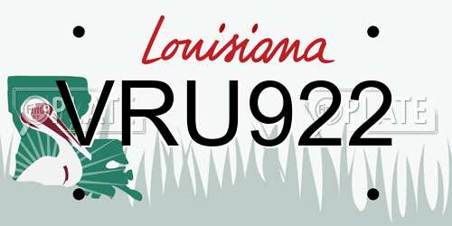 VRU922 Louisiana License Plate